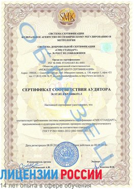 Образец сертификата соответствия аудитора №ST.RU.EXP.00006191-3 Альметьевск Сертификат ISO 50001